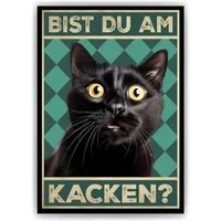 Tigerlino Poster Bist du am Kacken Katzen Gästebad Wandbild Badezimmer Gäste-WC Deko, Katze v2