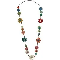 COLLEZIONE ALESSANDRO Lange Kette Esha, mit flachen, umwickelten Holzperlen