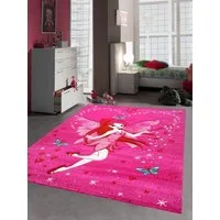 Carpetia Kinderteppich Kinderteppich Kinderzimmer Mädchen Zauberfee Tinkerbell Pink, rechteckig, Höhe: 13 mm
