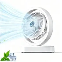 MOPUEA Tischventilator USB Tischventilator mit Nachtlicht, 270 Automatische Schwenkfunktion, 3 Stufen, Leiser Betrieb, für Schlafzimmer, Wohnheim und Büro