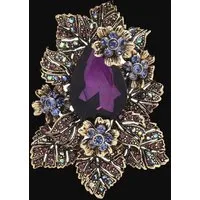 Dark-Desires Brosche Brosche Vintage Brosche Blüten violett, Damen Brosche vintage Accesssoire retro Anstecknadel