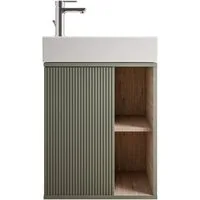Bernstein Badmöbel-Set BELDIVO, (Set, Waschtischunterschrank 50 cm mit Waschbecken), Türanschlag links - Farbe wählbar - matt