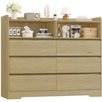 Homfa Kommode Sideboard Komodenschrank, mit 6 Schubladen und 2 offenen Fächern, Breite 120cm Höhe 100cm