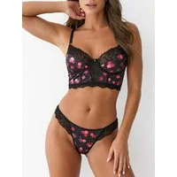 Elegant Love Set: Longline-BH Sexy Dessous-Set– Langer Bügel-BH & String aus Spitze (Set, 2-tlg., mit Tanga) Reizwäsche-Set für Damen – Unterwäsche