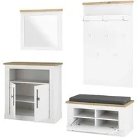 OTTO home Garderoben-Set WESTMINSTER, (4-St., Schuhbank, Spiegel, Kommode, Wandpaneel), im romantischen Landhausstil