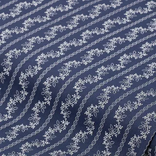 Baumwoll-Trachtenstoff "Blumenranke", blau