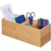 relaxdays Organizer Ordnungsbox aus Bambus 4 Fächer