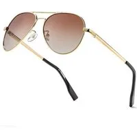LuxusKollektion Pilotenbrille Pilotenbrille polarisiert Sonnenbrille Gold Braun Linse 58 Millimeter