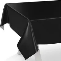 ANRO Tischdecke abwaschbar Wachstuch-Tischdecke Gartentischdecke (Einzelstück 1-tlg), wasserabweisend Einfarbig Schwarz Breite 140cm