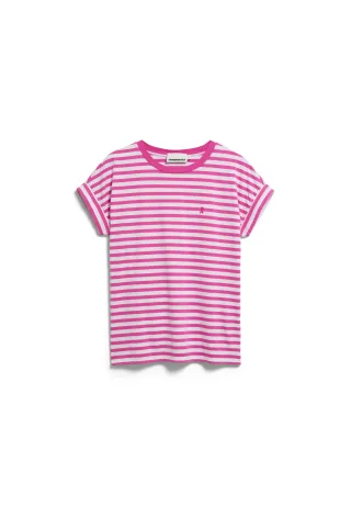 Armedangels - IDAARA STRIPE T-SHIRT white-very berry - Gr. - L