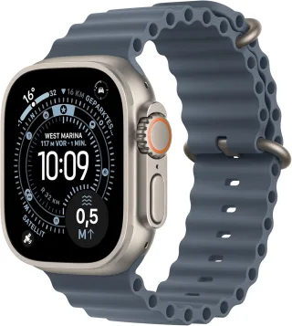 Apple Watch Ultra 3 [GPS + Cellular inkl. Ocean Armband maritimblau] 49mm Titangehäuse natur