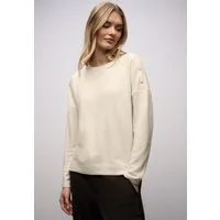 STREET ONE Strickpullover Knopfdetail an den Schultern und im Melange-Look