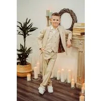 Pure White Anzug 3-teilig Anzug 3 Teilig 2482 Beige (Set Jaket Hose Weste, 3-tlg., - Anzug Set)