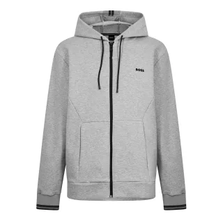 Boss - Hoodie mit durchgehendem Reißverschluss für Herren, Sport, Stretch (Silber)