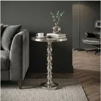FINEBUY Beistelltisch FB116321 Anstelltisch 40cm Alu Silber Metall Wohnzimmertisch Dekotisch (Skulpturale Form mit edlem Charakter), Silberner Akzent für moderne Räume