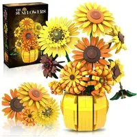 Esun Blumen Set für Erwachsene, Van Gogh Drucke Kunst Botanische Kollektion Spielbausteine, (SET, 1009 St., Komplettset), Sonnenblumen-Topf Strauß Pflanzen-Kits 1009 St.