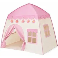 JRUKM Spielzelt Kinder Spielzelt Prinzessin Rosa 130x100x130 cm für Innen & Außen (Kinder Spielzelt Rosa 130x100x130 cm mit Tragetasche, Kinder Spielzelt Prinzessin mit Tragetasche für Innen und Außen) Prinzessinnen-Design, Innen- und Außenbereich, s