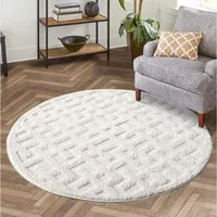 Carpet City Hochflor-Teppich FOCUS737, rund, Höhe: 20 mm, Boho-Teppich, Hochtief-Muster/ 3D-Effekt, für Wohnzimmer, Schlafzimmer