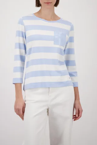 monari - Sweatshirt mit Streifen light sky ringel - Gr. - 44