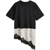 Next T-Shirt Kurzärmeliges T-Shirt maus Satin mit Spitzenbesatz (1-tlg)