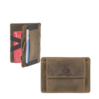Minimalistisches Magic Wallet mit Münzfach aus Leder in antikbraun | Greenburry. Die strukturierte Aufteilung für Ihren stressfreien Alltag.