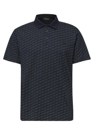 Street One Men - Kurzarm Poloshirt mit Minimal Print blau - Gr. - M