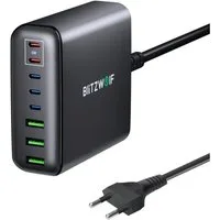 BLiTZWOLF 250W 8-Port GaN USB-Ladegerät (5x USB-C PD + 3x USB-A Schnellladegerät, Smartphone Laptop Ladegerät, Desktop-Ladestation)