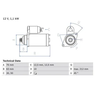 Bosch Anlasser 1,1 kW Audi Seat Skoda VW 0986027090
