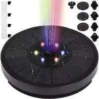 Gardlov Gartenbrunnen LED Solar Brunnen Wasser, 16 cm Breite, (Packung, 1 tlg., Komplettset mit 7 Fontänenaufsätzen), RGB-LED-Beleuchtung & austauschbare Fontänenaufsätze
