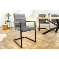 riess-ambiente Freischwinger LOFT vintage grau / schwarz (Einzelartikel, 1 St), Esszimmer · Microfaser · Metall · mit Armlehne · Industrial