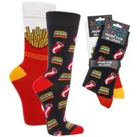 Wowerat Freizeitsocken 2 Paar Fun Socken, Spaß Socken, Fast Food Motive, für Damen & Herren