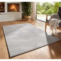 TaraCarpet Teppich TaraCarpet Homestyle 390 Wellen, rechteckig, Höhe: 10 mm, Felloptik hoch-tief weich waschbar Welle grau 50x80