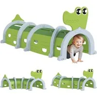 AIYAPLAY Spieltunnel Kinder Tunnel aus HDPE, Kriechtunnel in Cartoon-Krokodil (Krabbeltunnel, 1-St., Kleinkind Tunnel), für Kinder 3-6 Jahre, Kunststoff, Indoor Outdoor, Grün