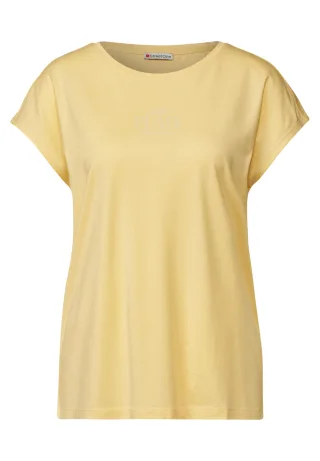 Street One - Basic Shirt mit Wording buttercream yellow - Gr. - 34