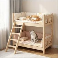 FUFU&GAGA Katzenhaus Massivholz Etagenbett fuer 2 Katzen Katzenbett auch fuer kleine Hunde