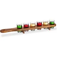 relaxdays Gläser-Set Schnapsbrett Holz mit 6 Gläsern, Glas