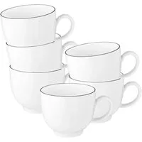 Seltmann Weiden Becher Seltmann Weiden Lido Black Line rund Kaffeetasse 0,22 l 6er Set, Porzellan