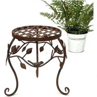 DanDiBo Blumenhocker Metall Braun 25 - 35 cm Blumenständer Blumensäule Antik