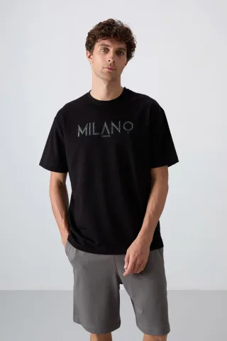 Übergröße Bedrucktes Rundhals-T-Shirt