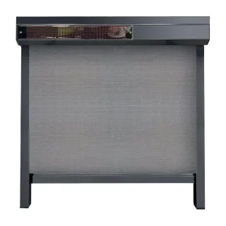 Außenrollo, eckig 90°, Anthrazitgrau, 600 x 600 mm, Tuch Dunkelgrau, Solarantrieb, individuell konfigurieren