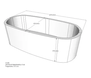 Neuesbad Wannenträger für Bette Steel Oval 190x90 Mittelablauf SW11453