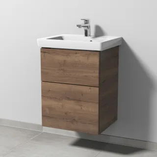 Sanipa 3way Waschtischunterbau zu Villeroy & Boch Subway 2.0 Waschtisch mit 2 Auszügen, Eiche-Tabak SM61050
