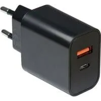 Ladegerät PD-2120, USB-C + USB-A Charger schwarz, ohne Kabel, PD 3.0, QC 3.0, 20 Watt