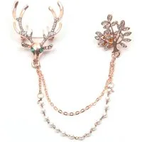 Firetti Brosche Schmuck Geschenk Ansteckschmuck Gliederkette Perle, Hirsch, Baum, mit Glasstein - mit Acrylperle