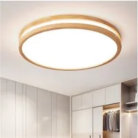 style home LED Deckenleuchte Metall Deckenlampe 12W/24W/36W/48W/96W, Runde/Quadratisch, warmweiß bis kaltweiß verstellbar, 96W Holzlampe, Ø50x6cm, Runde, für Wohnzimmer Schlafzimmer Büro