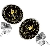 Taffstyle Ohrstecker-Set Ohrringe Sternzeichen Tierkreiszeichen Ohrstecker Motiv Chirurgenstahl (Runde Sternzeichen Ohrstecker für Damen und Herren in 12 Motiven), Runde Platte Lustig Jungfrau Motiv Damen Herren Klein Rund