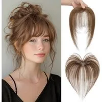LuxusKollektion Echthaar-Extension Perücke Clipin Echthaar Pony Haarteil Luft 10.5g 04 Schokoladenbraun