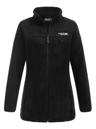 Arctic Seven Damen Sherpa Fleecejacke – Wärmende Outdoorjacke mit Zipper – Schwarz