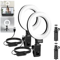 Neewer Ringlicht BR60 2er Pack Ringlicht 5", Ansteck Licht, mit Schreibtischstativen, für Videokonferenz Beleuchtung Monitor Laptop Computer Live Streaming