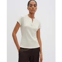 someday Kurzarmshirt Geripptes Shirt KLEOH DETAIL mit V-Ausschnitt